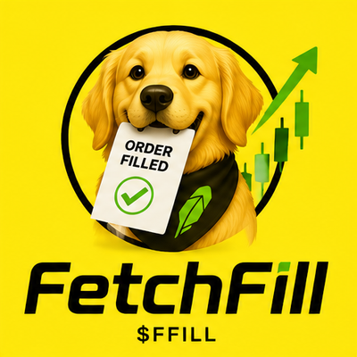 FetchFill golden retriever holding an Order Filled receipt